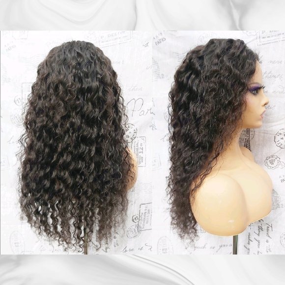 Other - 24" 100% Human Hair Wavy Curly Lace Frontal Wig (s1)